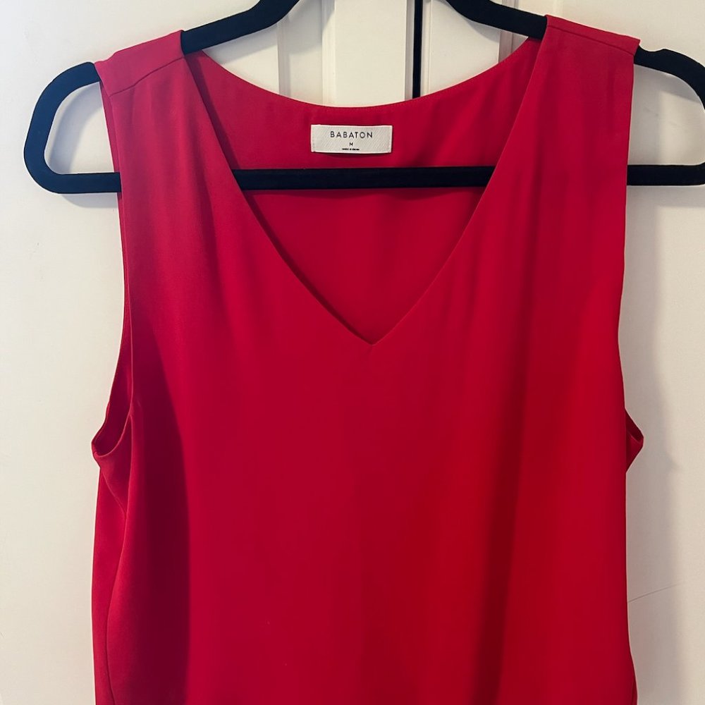 Aritzia Babaton Red Sleeveless Blouse